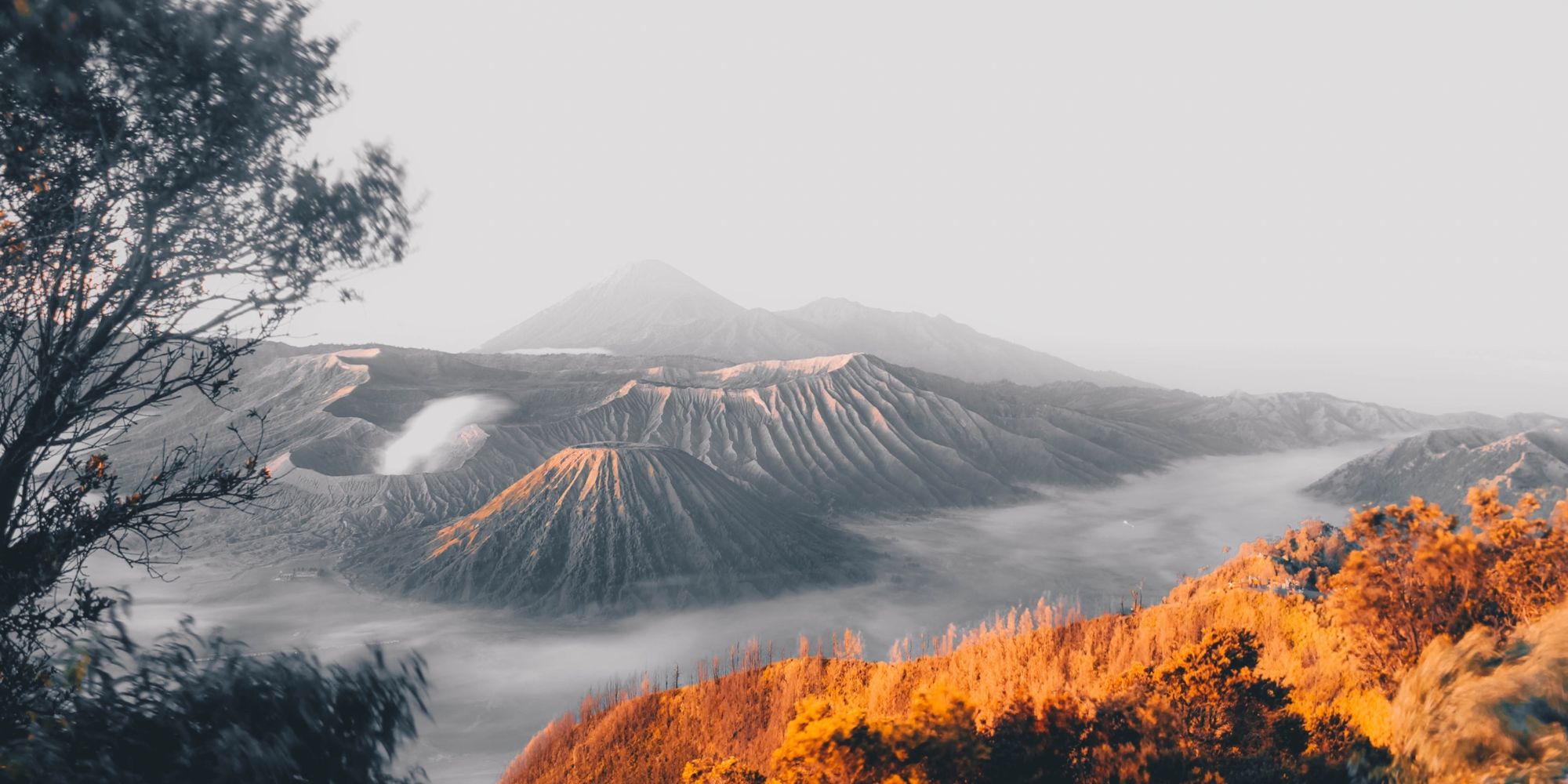 Landscape photo of mountain scenery in East Java, Indonesia.