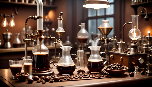 An imaginative chemistry lab specialized in component analysis on coffee.